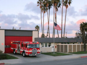 Fire station 2 with a freshly cleaned engine 62.