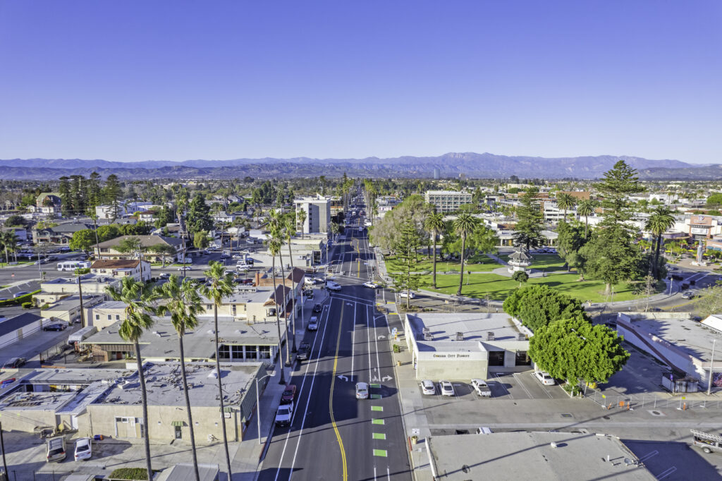 Aerial view of Downtown Oxnard.