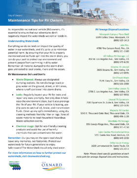 1 Sheet for Maintenance Tips for RV Owners.