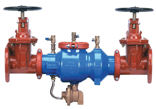 Pipes fitted with a backflow prevention device.
