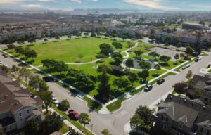 Aerial of East park in the Riverpark neighborhood.