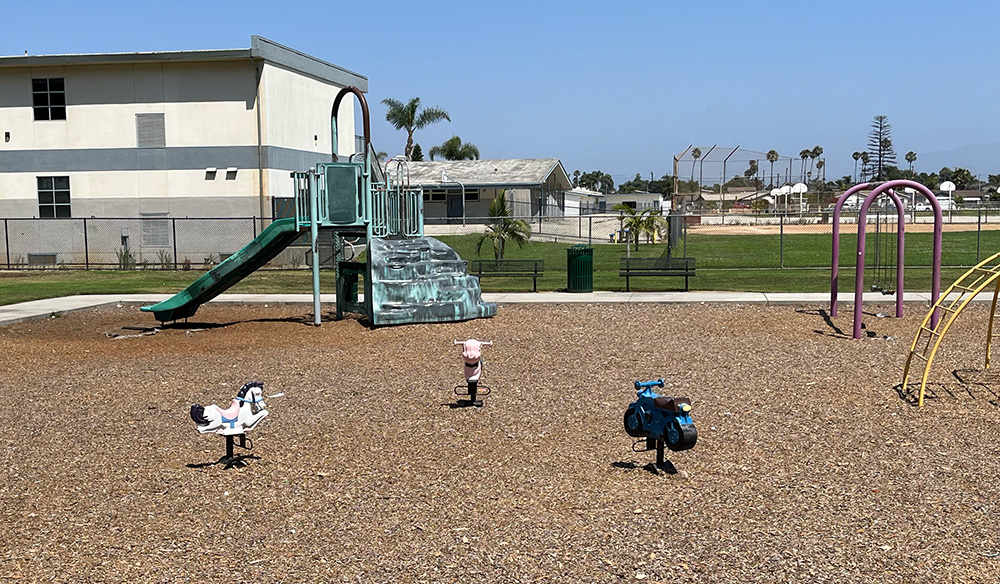 Carty park playground with minimal structures that will be replaced with a new state-of-the-art playground.